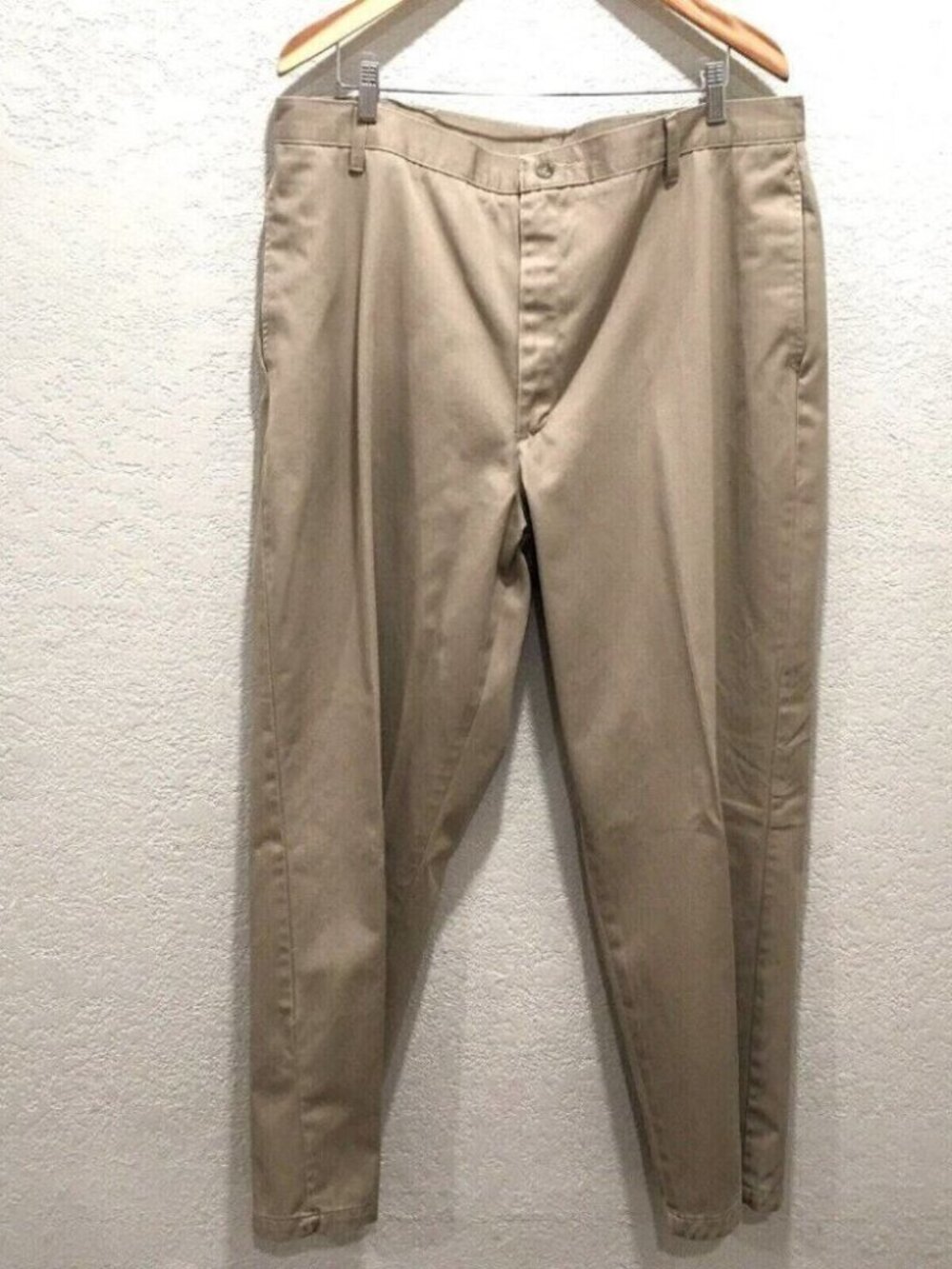 Wrangler Mens Flat Front Tan Dress Pants Sz 40x30 100% Cotton
